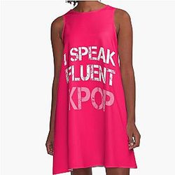 I SPEAK FLUENT KPOP - Pink A-Line Kleid