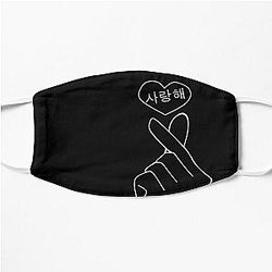Korean Finger Heart Saranghae 사랑해 Kpop graphic Flat Mask