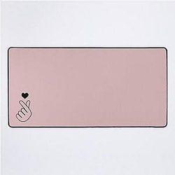 KPOP Finger Heart Symbol - Pastel Pink Desk Mat