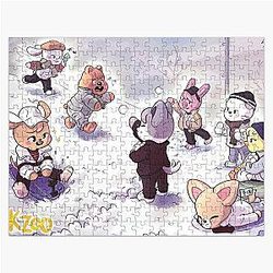 Stray Kids - skzoo playing in the snow Jigsaw Puzzle
