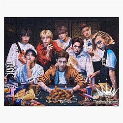 SKZ Stray Kids skz kpop pink poster maxident case 143  bang chan lee know changbin hyunjin han seungmin jeongin maxident poster Jigsaw Puzzle