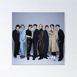 ot8 Stray Kids SKZ 2024 cute colourful happy smiling idols white fluffy kpop boys Poster
