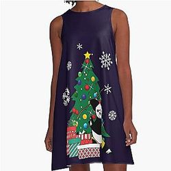 Kung Fu Panda A-Line Dress Around the Christmas Tree