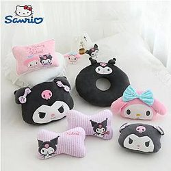 Kuromi Plush Lumbar Pillow Seat Belt Head Pillow Cushion Headrest For Car