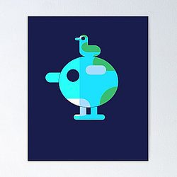 my kurzgesagt bird creative blue classic in black Poster RB0111