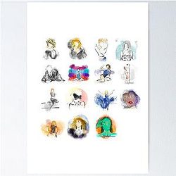 Kylie Minogue all albums digital watercolour Poster