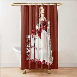 Kylie Minogue - Christmas - Santa Baby - Designed by PopRetroDisco Shower Curtain