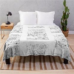 La La Land Flatlay Illustration Line Drawing Throw Blanket