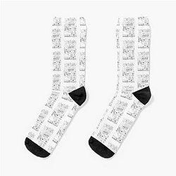 La La Land Flatlay Illustration in Black and White Line Drawing with Socks
