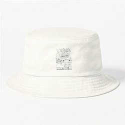 La La Land Flatlay Illustration Black Line Drawing Bucket Hat