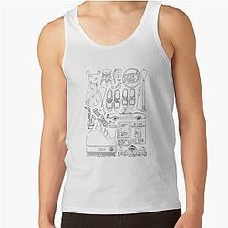 La La Land Flatlay Illustration Black and White Line Drawing Tank Top
