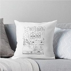 La La Land Flatlay Illustration Blackline Drawing Throw Pillow