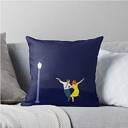 La La Land Dancing Couple in Lamplight Throw Pillow