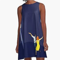 La La Land Dancing Couple in Lamplight A Line Dress