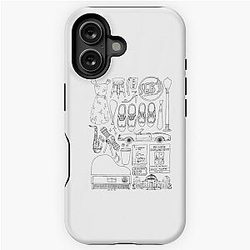 La La Land Flatlay Illustration Black White Line Drawing iPhone Tough Case