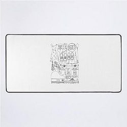 La La Land Flatlay Black White Line Drawing Desk Mat