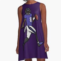 Lamar Jackson Running for a Touchdown in an A-Line Dress