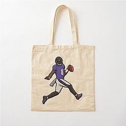 Lamar Jackson Running Touchdown Cotton Tote Bag