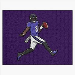 Lamar Jackson Running Touchdown Jigsaw Puzzle