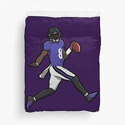 Lamar Jackson Running Touchdown Duvet Cover