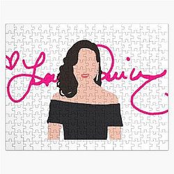 Lana Parrilla Drawing Hot Pink Signature Background Jigsaw Puzzle