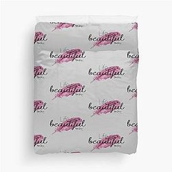 Life is Beautiful Lana Parrilla quote Dark text Duvet Cover