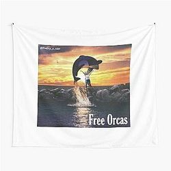 Free Orcas by Lana Parrilla Tapestry