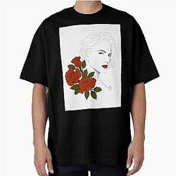 Lana Parrilla with Rose Line Art Oversized T-Shirt