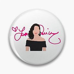 Lana Parrilla Drawing with Hot Pink Signature Background Pin