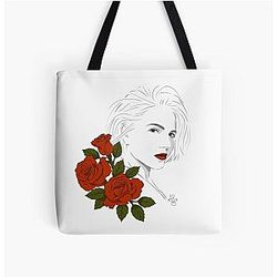 Lana Parrilla with rossa Line Art All Over Print Tote Bag