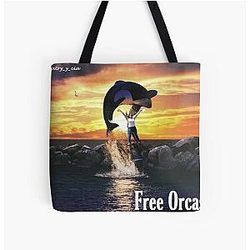 Free Orcas by Lana Parrilla All Over Print Tote Bag
