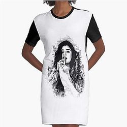 Lauren Jauregui black logo Graphic T-Shirt Dress