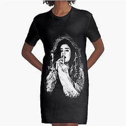 Lauren Jauregui black Graphic T-Shirt Dress