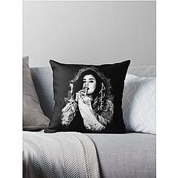 Lauren Jauregui black logo Throw Pillow