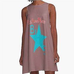 1996 LeAnn Rimes Vintage One Way Ticket Era Blue Album Classic 90s A-Line Dress