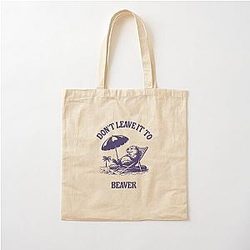 Don't Leave it to Beaver quirky cartoon meme Cotton Tote Bag