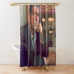 Leonard Cohen Eating Smoked Meat in Montreal Shower Curtain