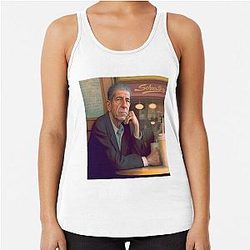 Leonard Cohen Eating Smoked Meat in Montreal Racerback Tank Top