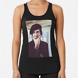 Leonard Cohen photo in beret Racerback Tank Top