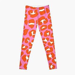 Pink and Orange Leopard Spots Print Pattern Leggings RB1602
