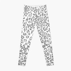 grey Leopard pattern shibori gray and white block cat Print Leggings RB1602