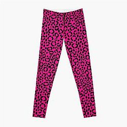 Pink and Black Leopard Print Pattern Leggings RB1602