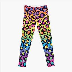 Bright Rainbow Ombre Gradient Leopard Print Pattern Leggings RB1602