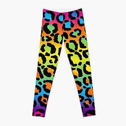 1997 Neon Rainbow Leopard Print  Leggings RB1602