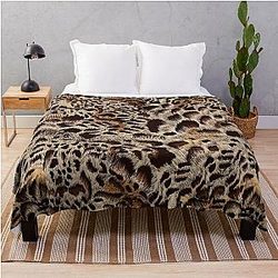 Leopard Print - Neutral Animal Fur Pattern Throw Blanket RB1602