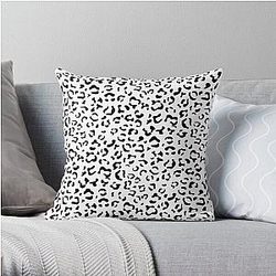 Leopard Print, Leopard Spots, Black And White Throw Pillow RB1602
