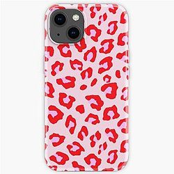 Leopard Print - Red And Pink Original iPhone Soft Case RB1602