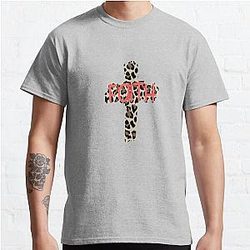 Leopard Print Faith Cross Religious Christian Classic T-Shirt RB1602