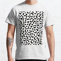 Trendy Black and White Leopard Print Pattern Classic T-Shirt RB1602