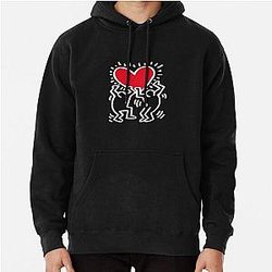 Keith Haring Hoodies – Red Heart Printed Unisex Hoodie